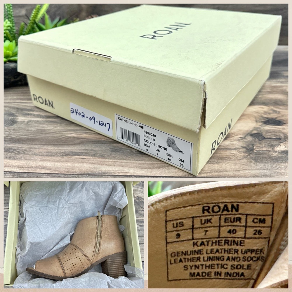 ❌SOLD❌NIB Roan Bed Stu Katherine 9 40 Leather Peep Toe Asymmetrical Booties Bone - Picture 10 of 11
